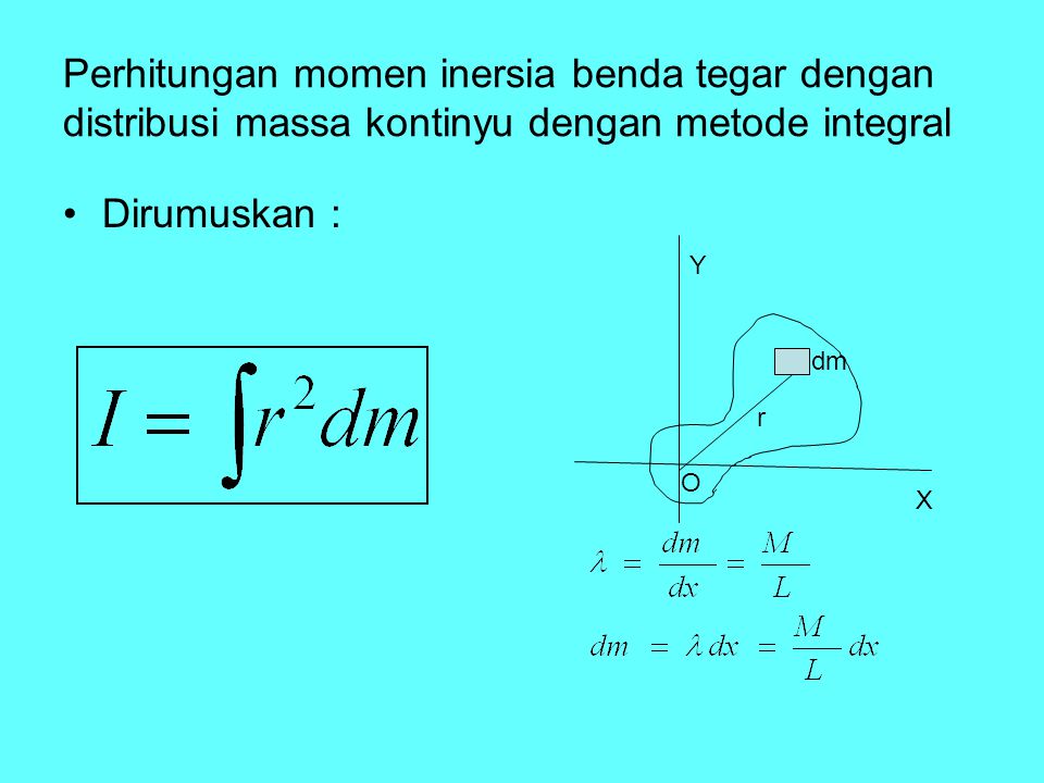 Perhitungan momen inersia benda tegar dengan distribusi massa kontinyu dengan metode integral