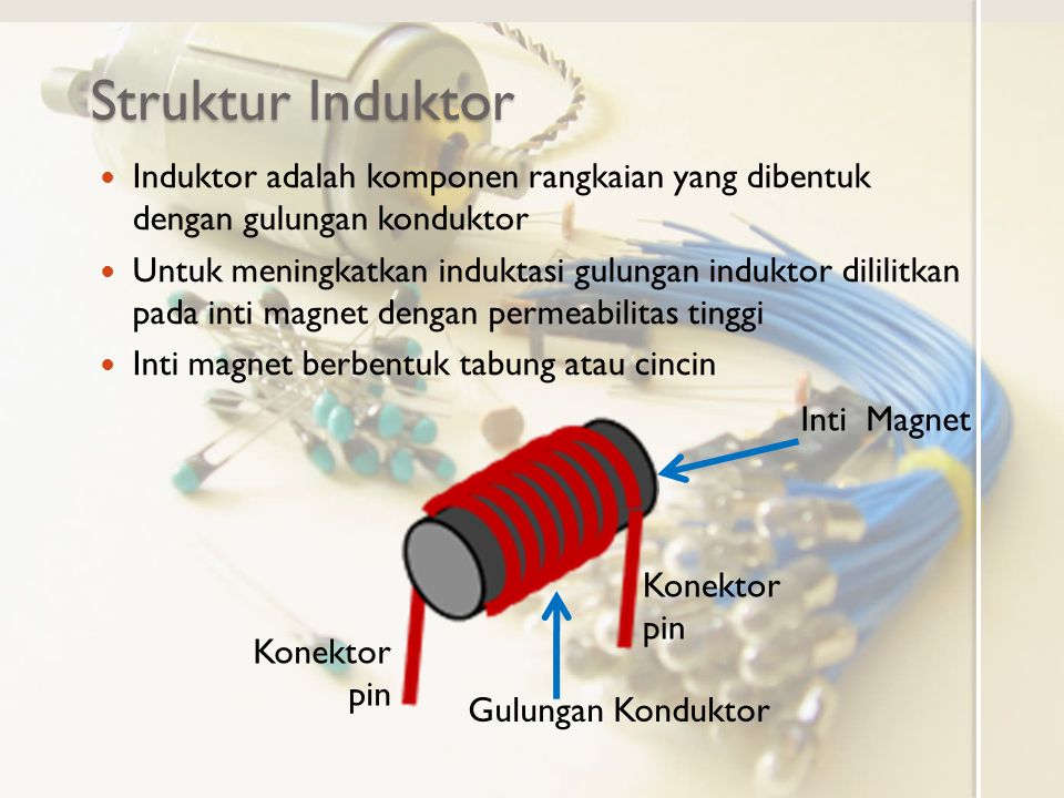 Struktur Induktor Induktor adalah komponen rangkaian yang dibentuk dengan gulungan konduktor.
