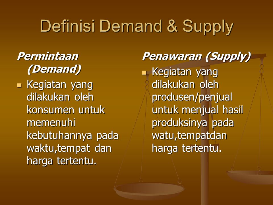Definisi Demand & Supply