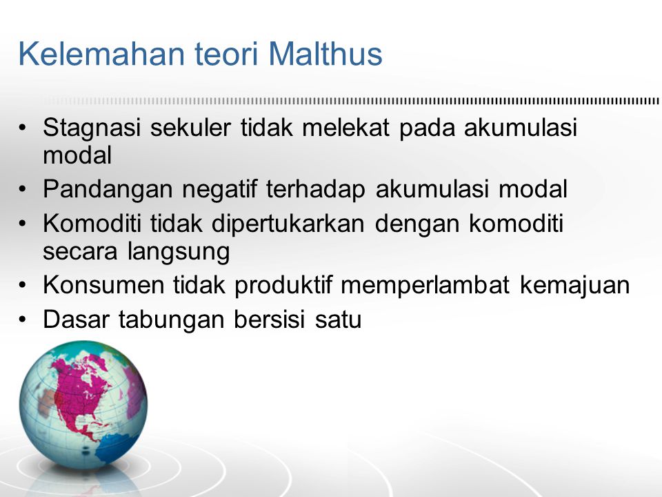 Kelemahan teori Malthus