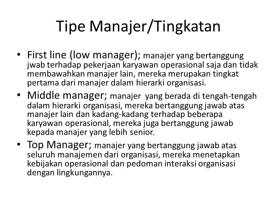 Tipe Manajer/Tingkatan