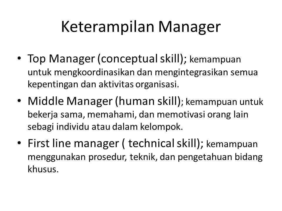 Keterampilan Manager