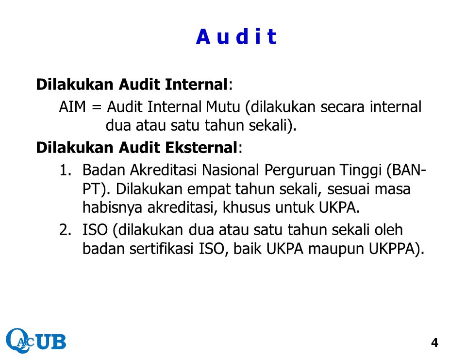 A u d i t Dilakukan Audit Internal: