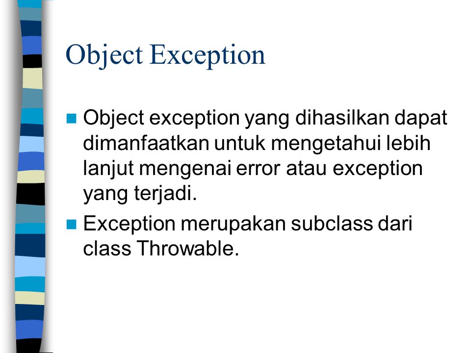 Exception object error. Object deletion.