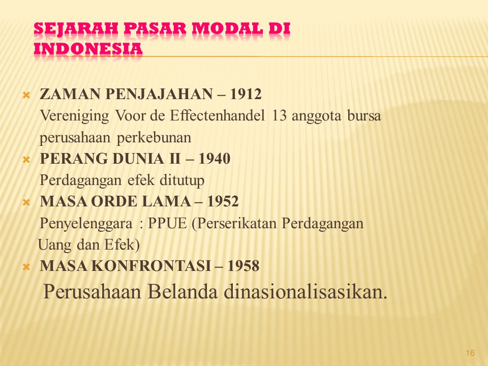 SEJARAH PASAR MODAL DI INDONESIA