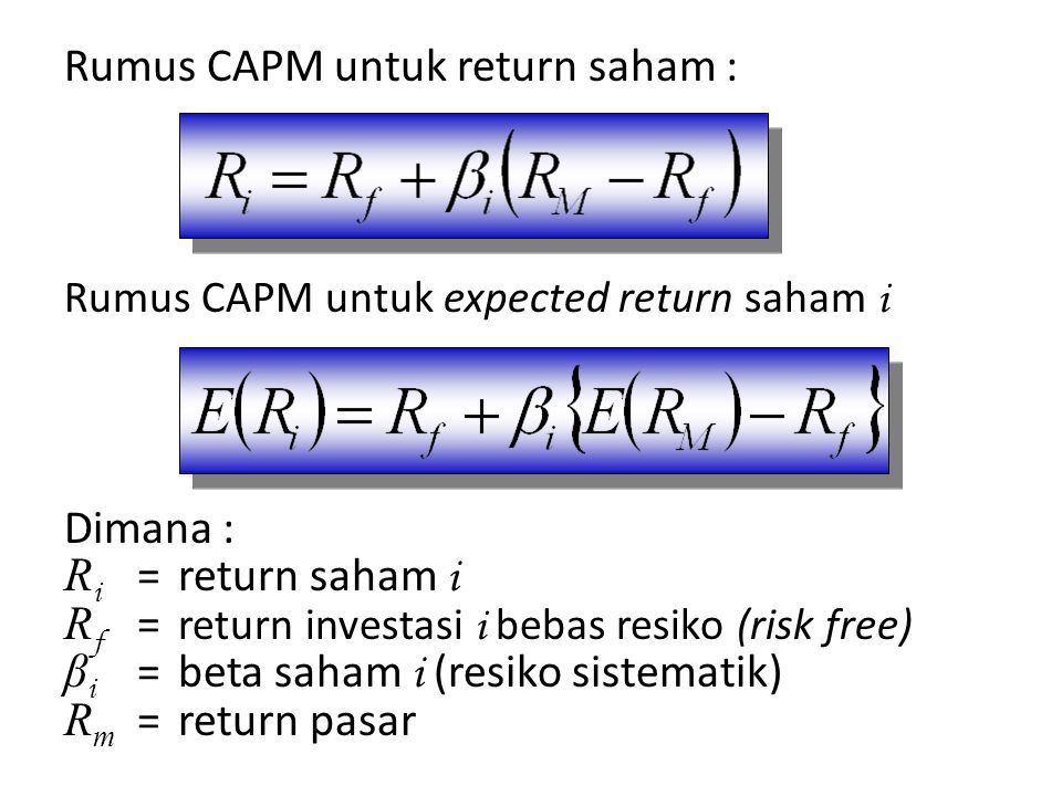 Rumus CAPM untuk return saham :