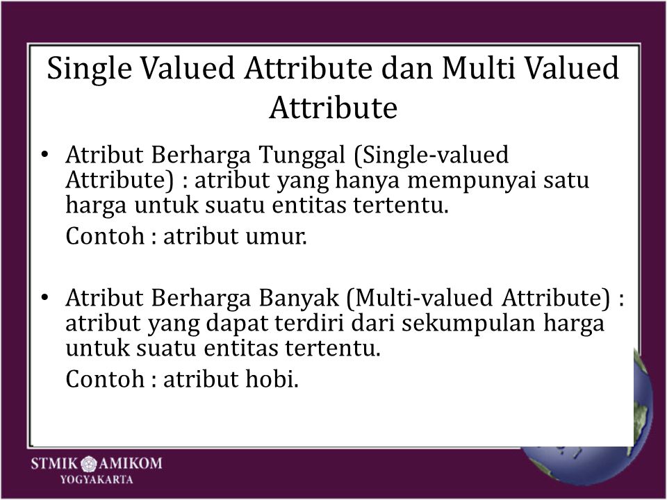 Single Valued Attribute dan Multi Valued Attribute