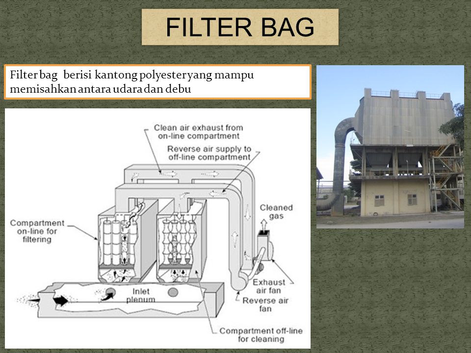 FILTER BAG Filter bag berisi kantong polyester yang mampu memisahkan antara udara dan debu.