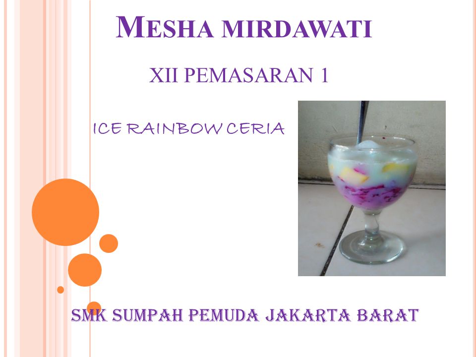 Mesha mirdawati XII PEMASARAN 1 ICE RAINBOW CERIA