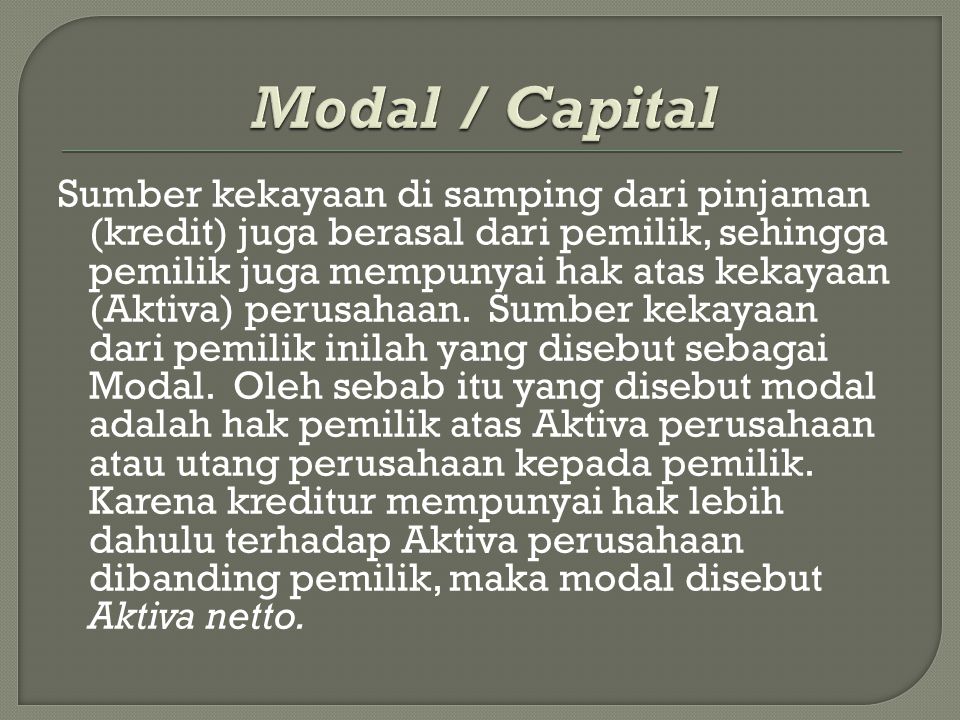 Modal / Capital
