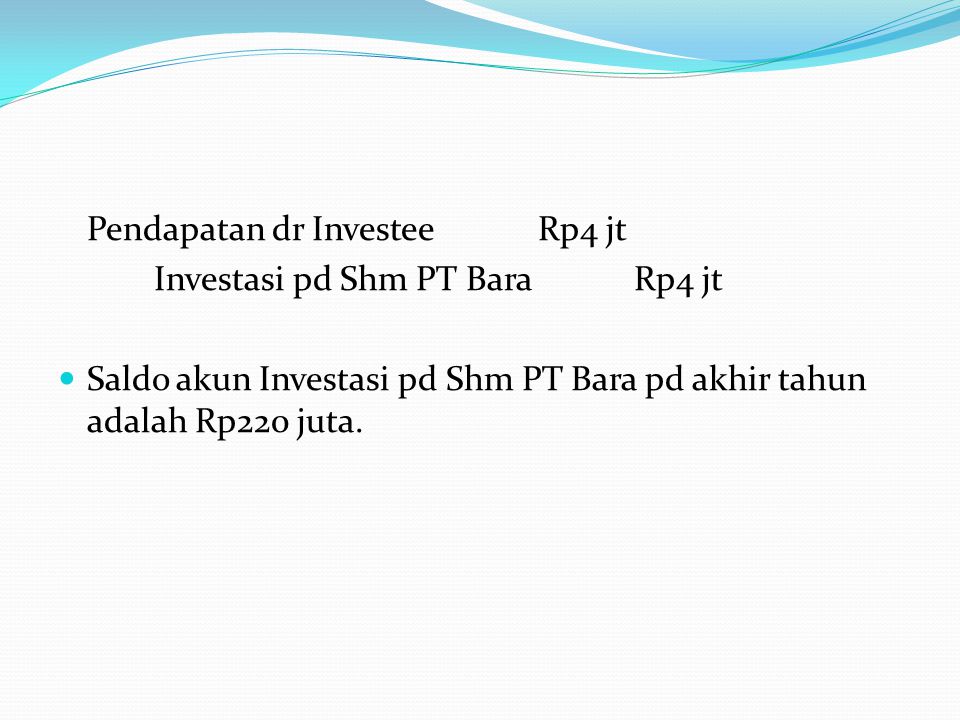 Pendapatan dr Investee Rp4 jt
