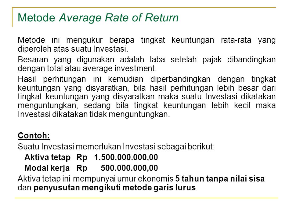 Metode Average Rate of Return