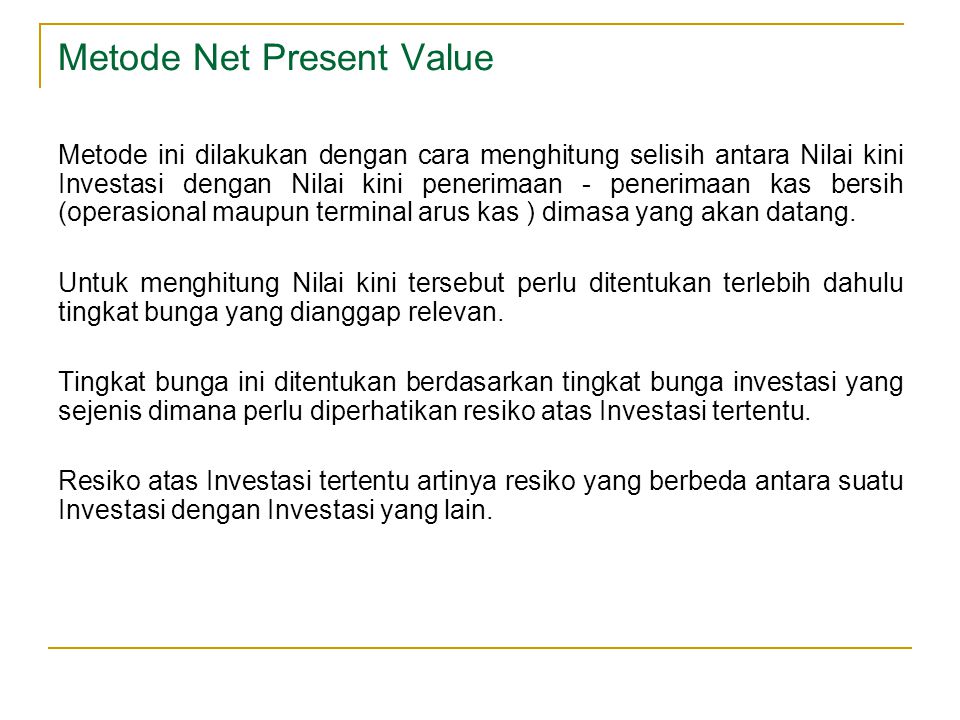 Metode Net Present Value