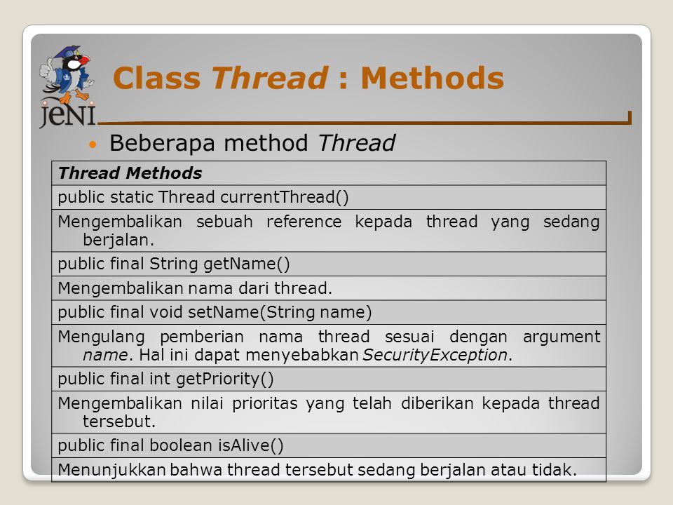 Threading methods. Threading method.
