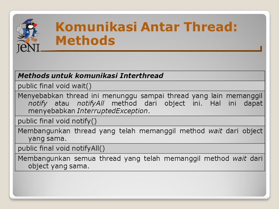 Threading methods. Threading method.