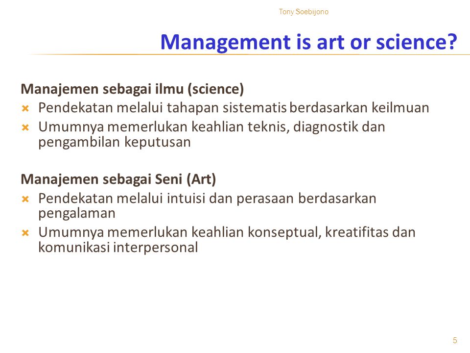 Management is art or science