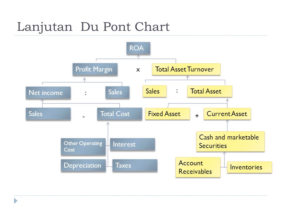 Lanjutan Du Pont Chart ROA Profit Margin x Total Asset Turnover