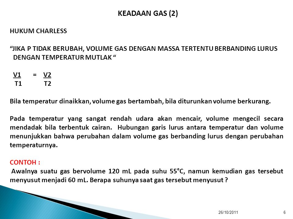 KEADAAN GAS (2) HUKUM CHARLESS