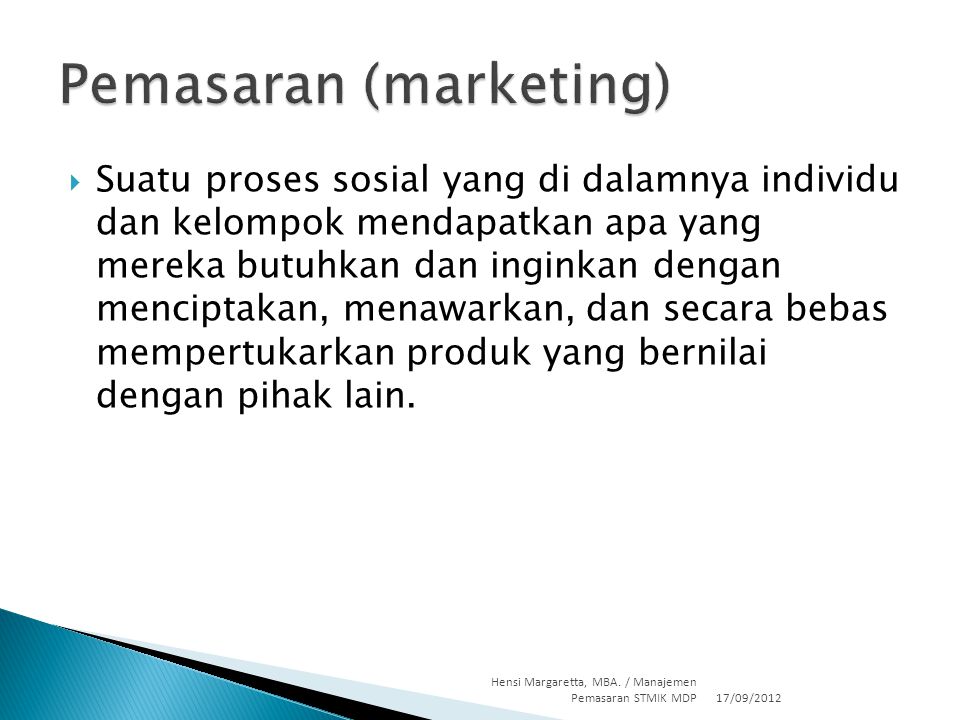 Pemasaran (marketing)
