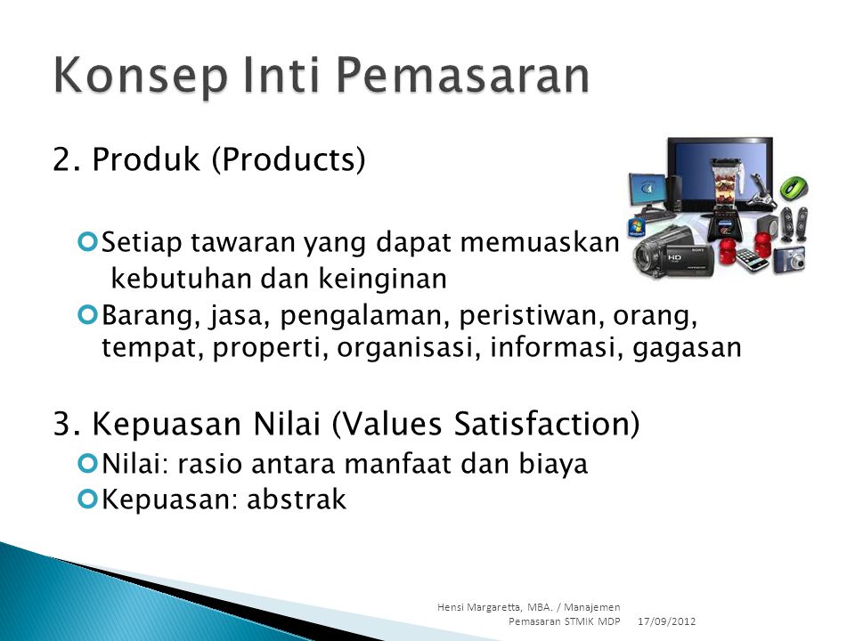 Konsep Inti Pemasaran 2. Produk (Products)