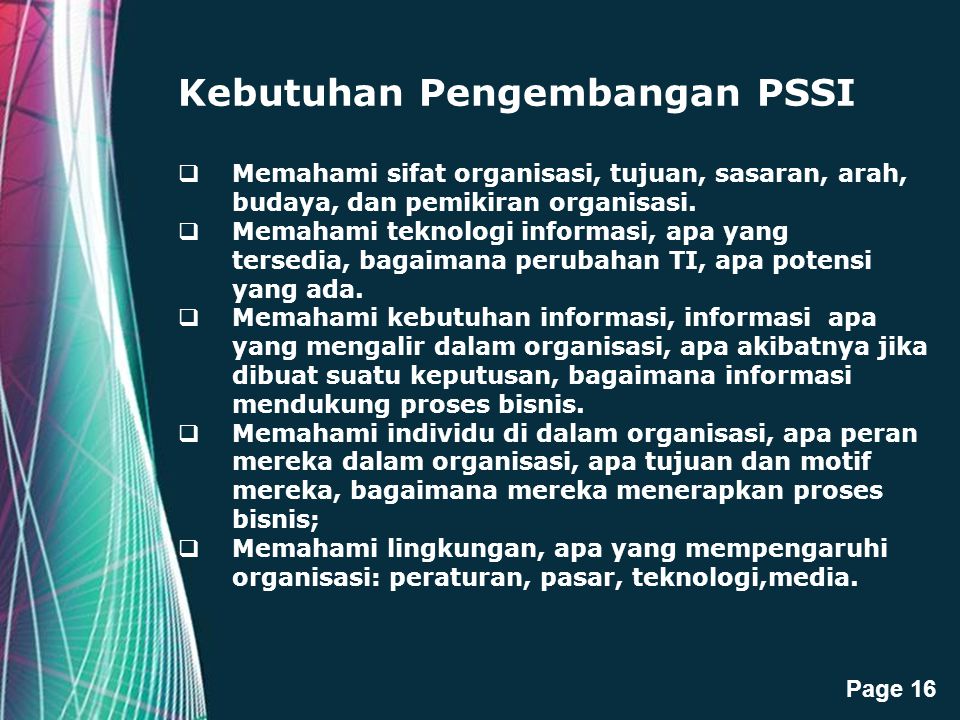 Kebutuhan Pengembangan PSSI