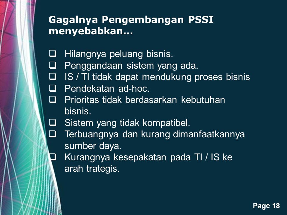 Gagalnya Pengembangan PSSI menyebabkan…