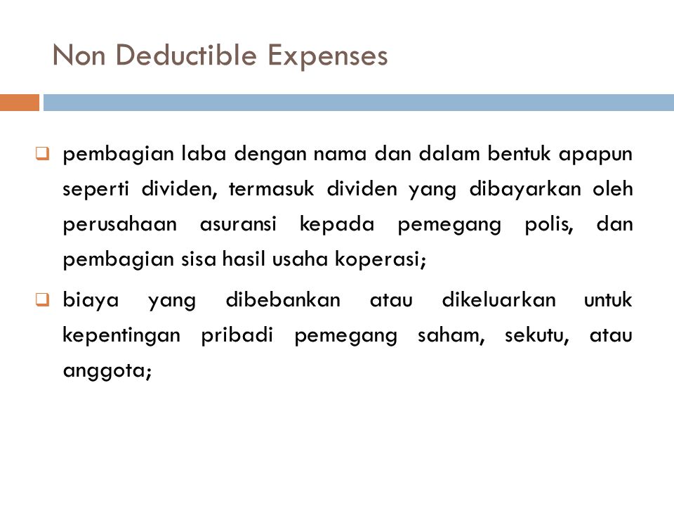 Non Deductible Expenses