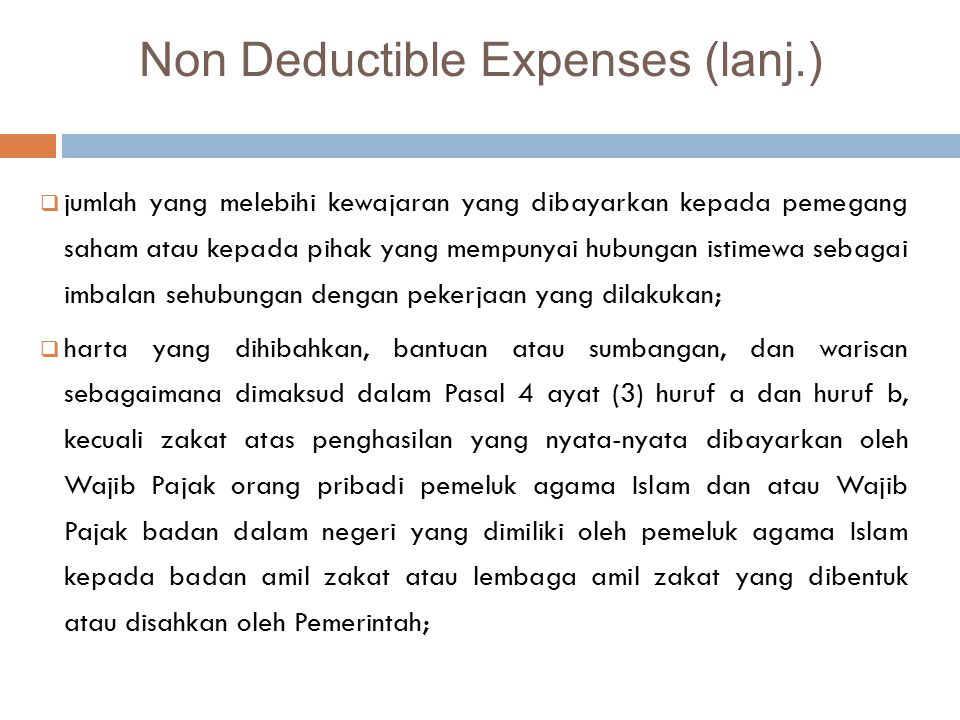 Non Deductible Expenses (lanj.)