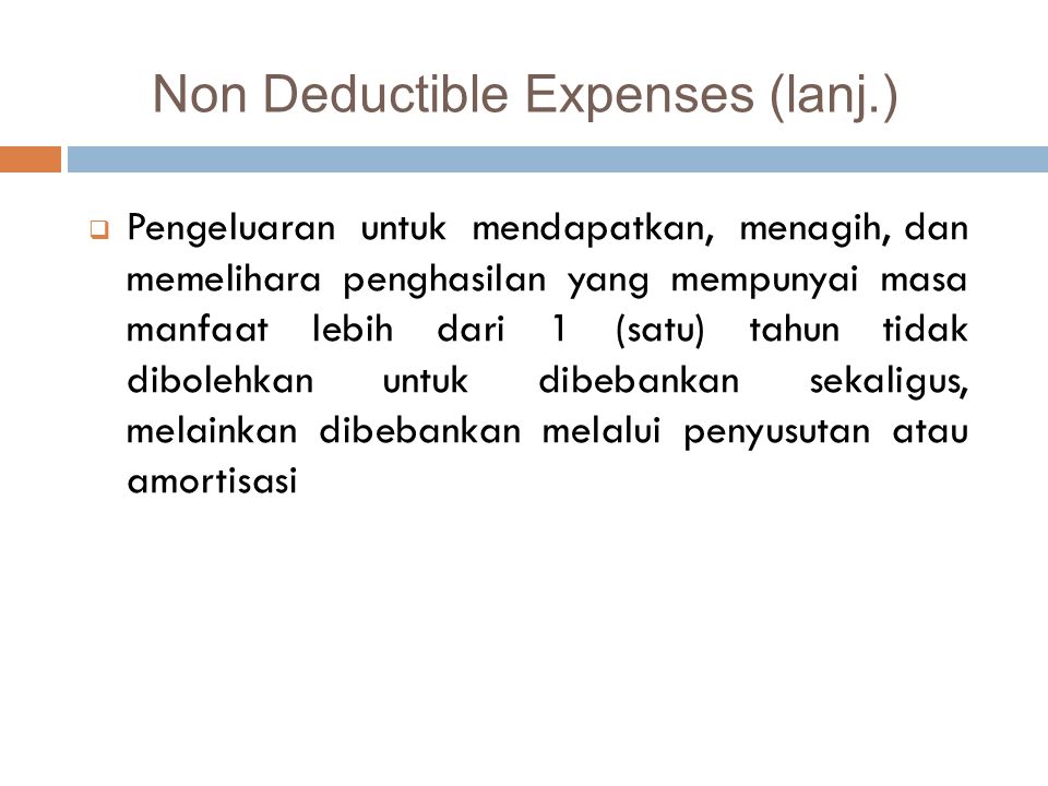 Non Deductible Expenses (lanj.)