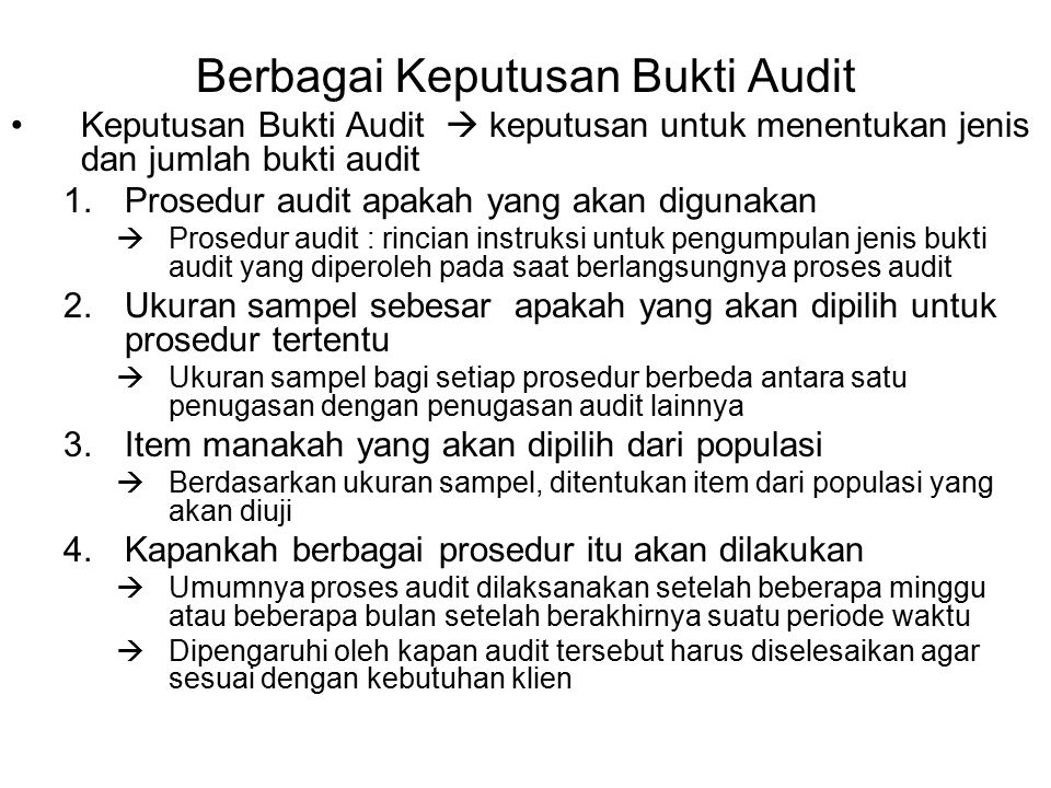 Berbagai Keputusan Bukti Audit