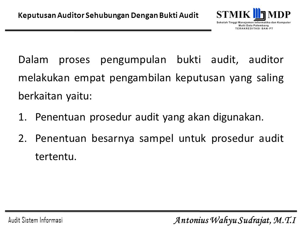 Keputusan Auditor Sehubungan Dengan Bukti Audit