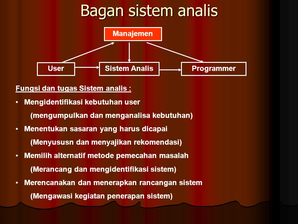 Bagan sistem analis Manajemen User Sistem Analis Programmer