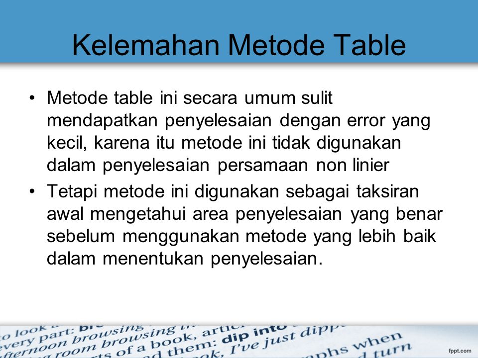 Kelemahan Metode Table