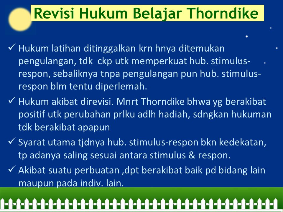 Revisi Hukum Belajar Thorndike