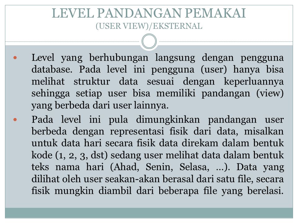 LEVEL PANDANGAN PEMAKAI (USER VIEW)/EKSTERNAL