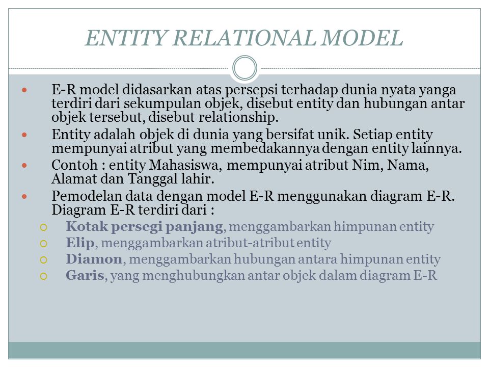 ENTITY RELATIONAL MODEL