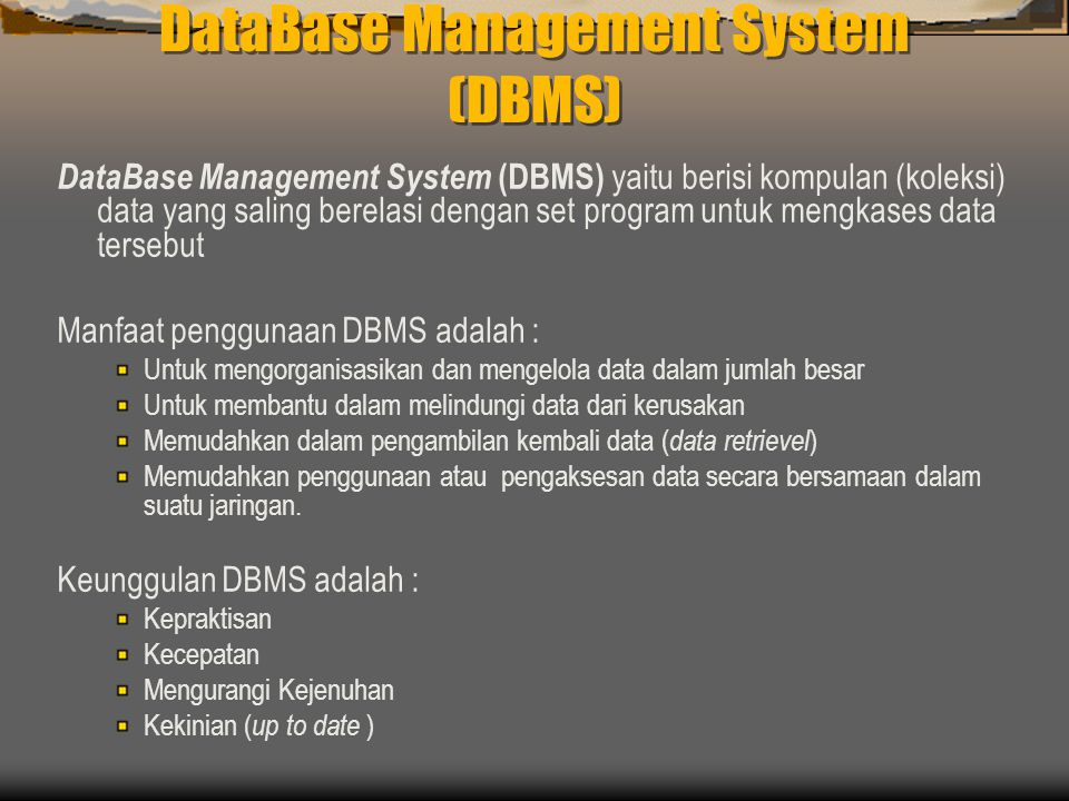 DataBase Management System (DBMS)