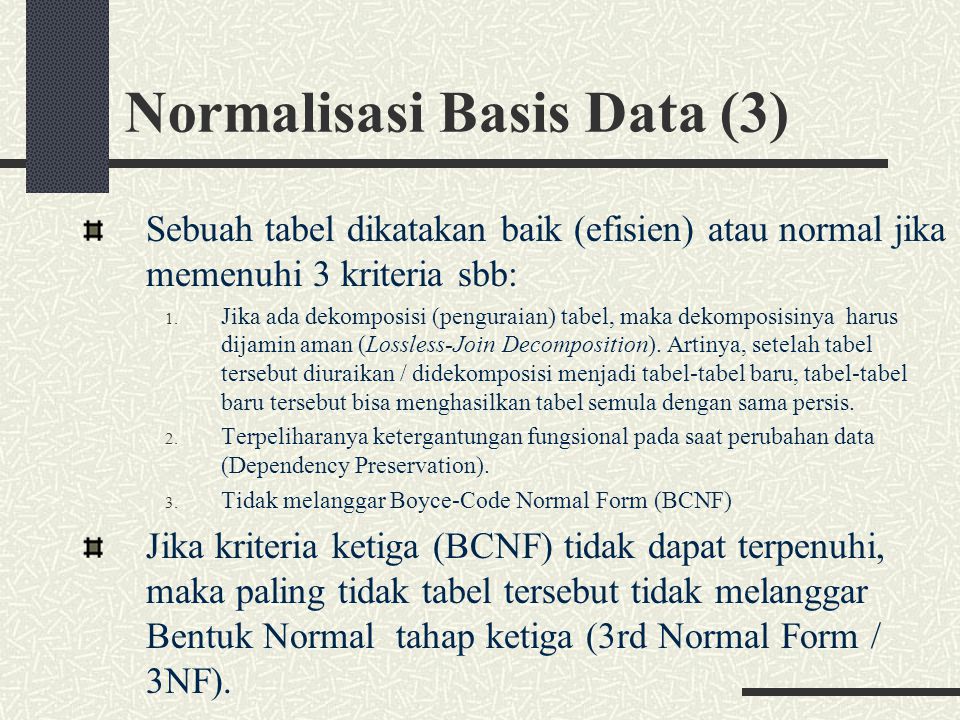 Normalisasi Basis Data (3)