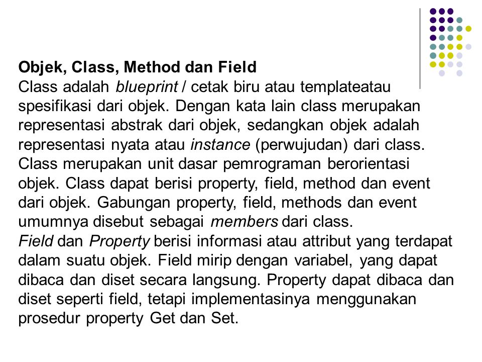 Objek, Class, Method dan Field