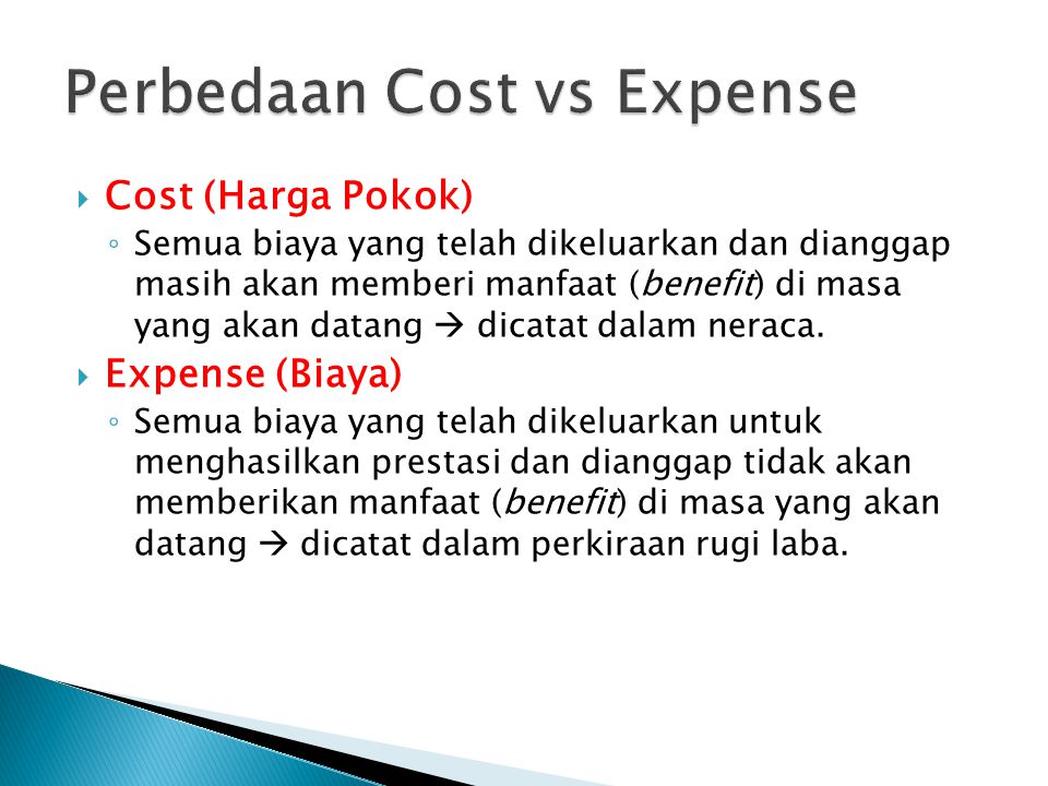 Perbedaan Cost vs Expense