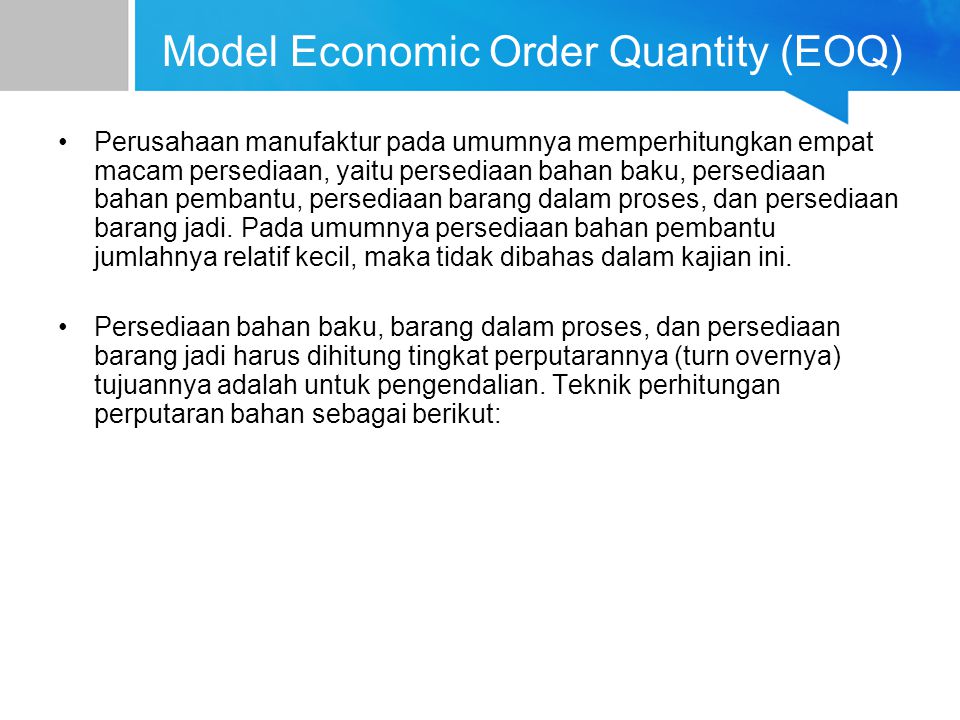 Model Economic Order Quantity (EOQ)