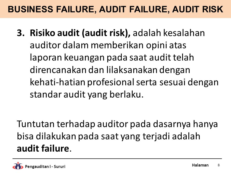 BUSINESS FAILURE, AUDIT FAILURE, AUDIT RISK