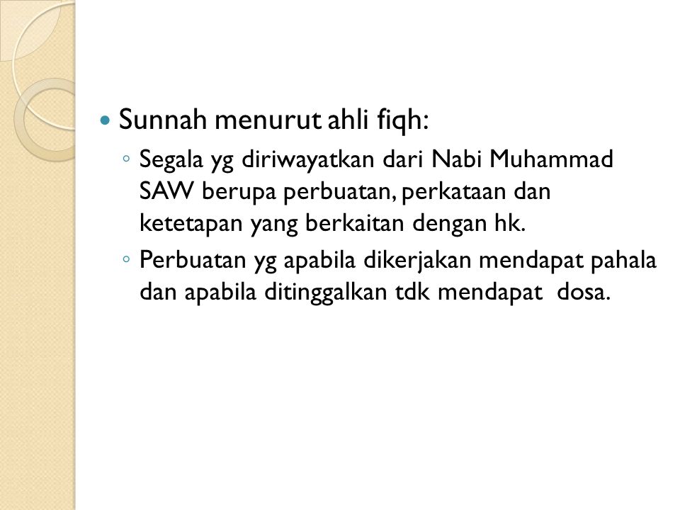 Sunnah menurut ahli fiqh: