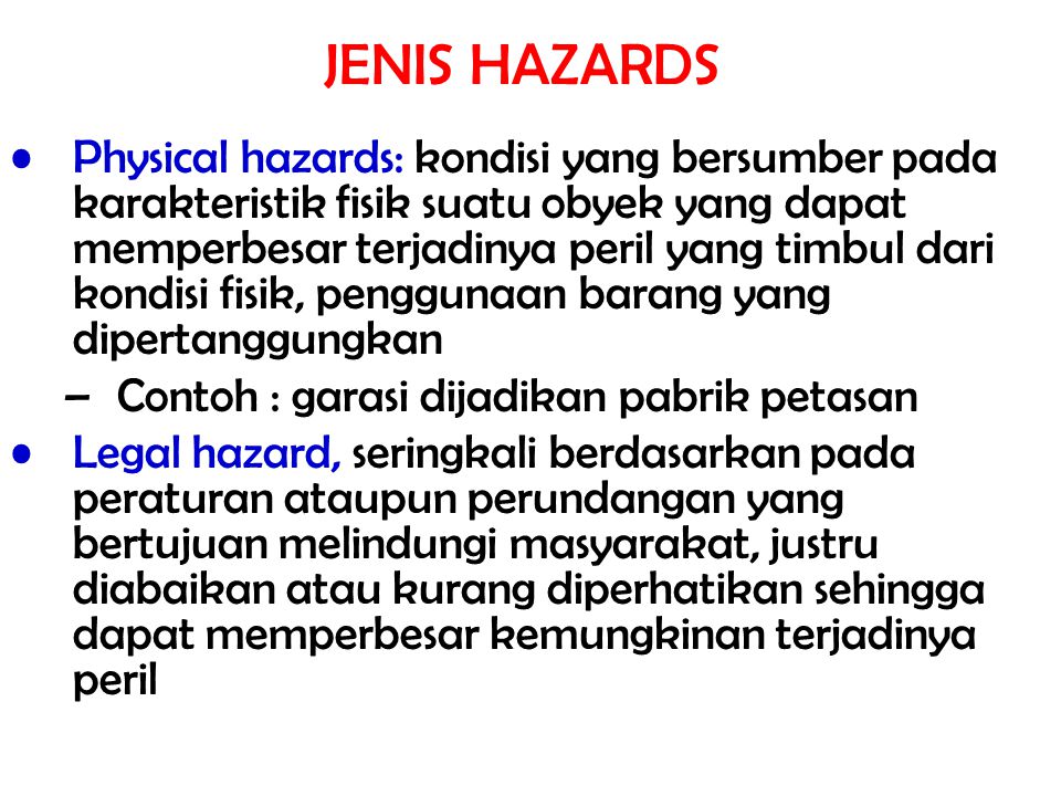 JENIS HAZARDS