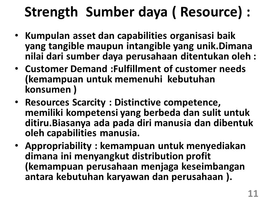 Strength Sumber daya ( Resource) :