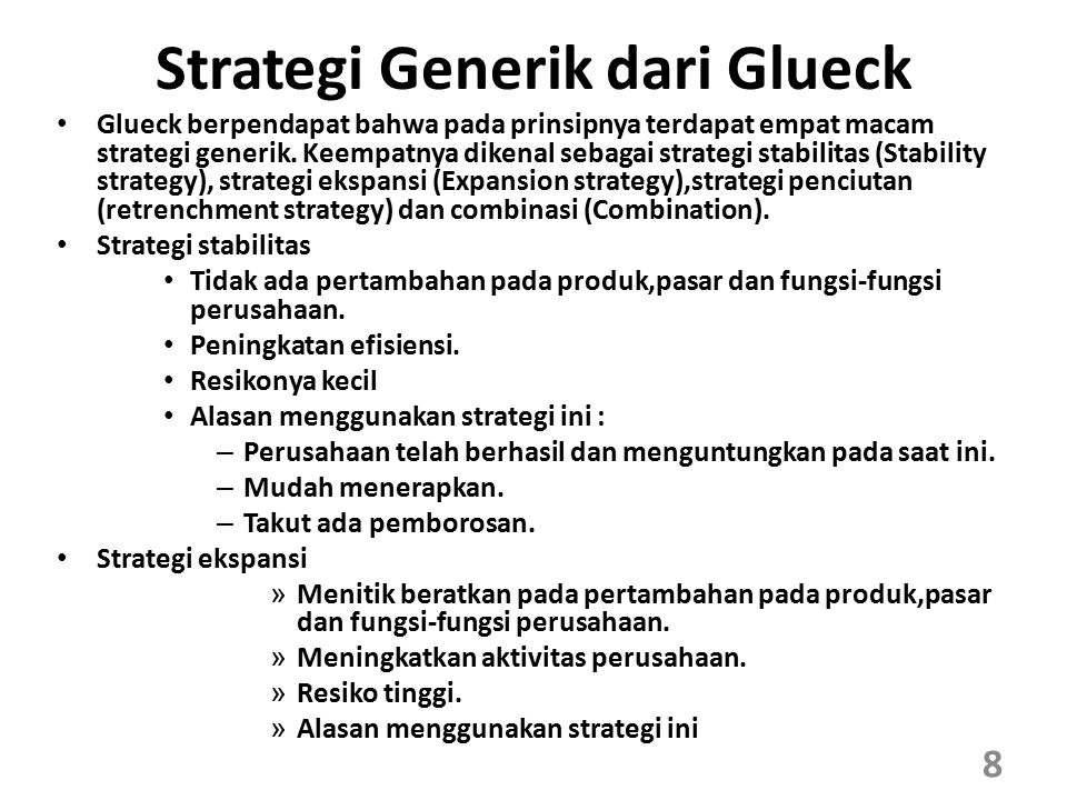 Strategi Generik dari Glueck