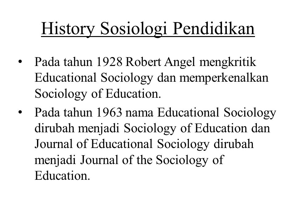 History Sosiologi Pendidikan