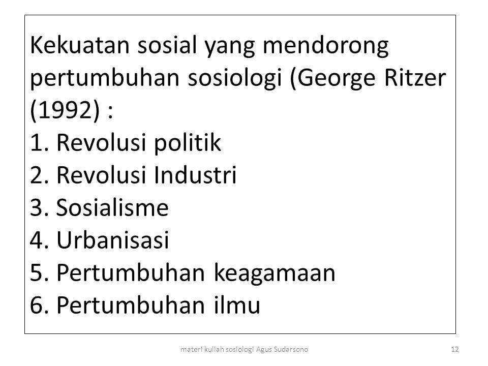materi kuliah sosiologi Agus Sudarsono