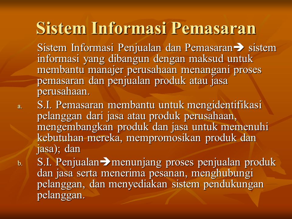 Sistem Informasi Pemasaran