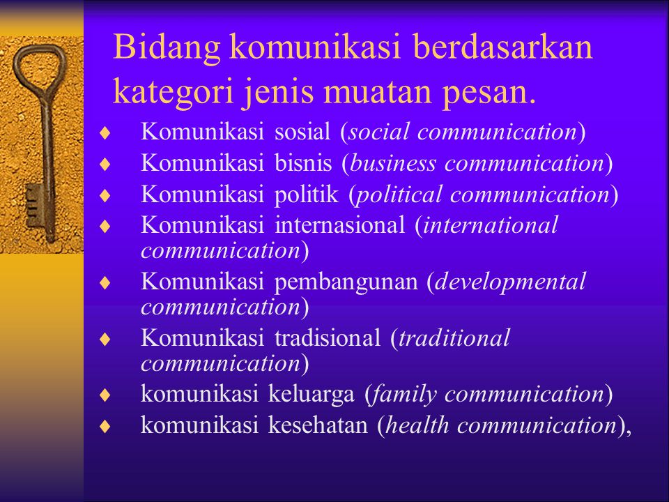 Bidang komunikasi berdasarkan kategori jenis muatan pesan.